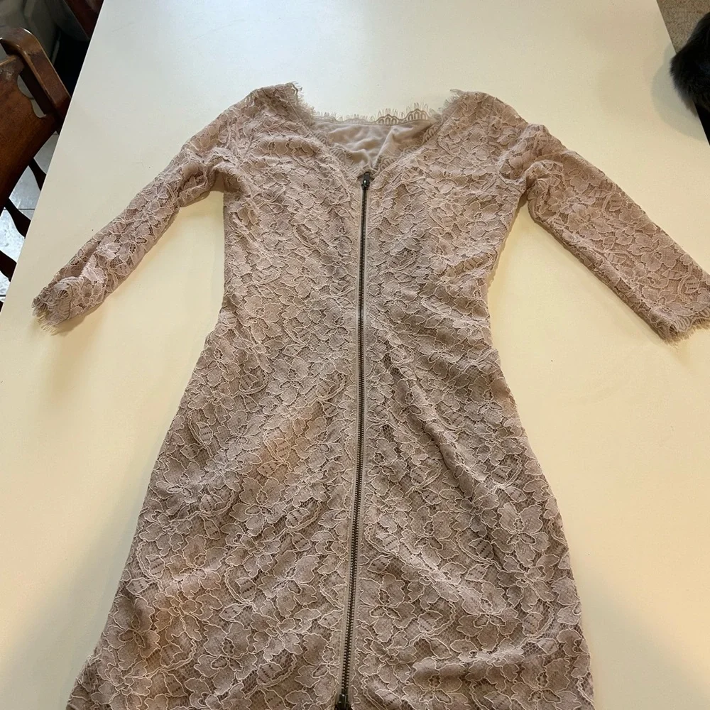 Diane Von Furstenberg Zaria Lace Dress in Champagne - Picture 9 of 12